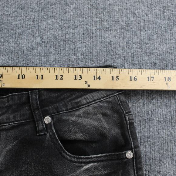 Guapi Jeans Mens 32 Flare Distressed Black Patchwork Stacked Hip Hop Streetwear - Picture 7 of 13